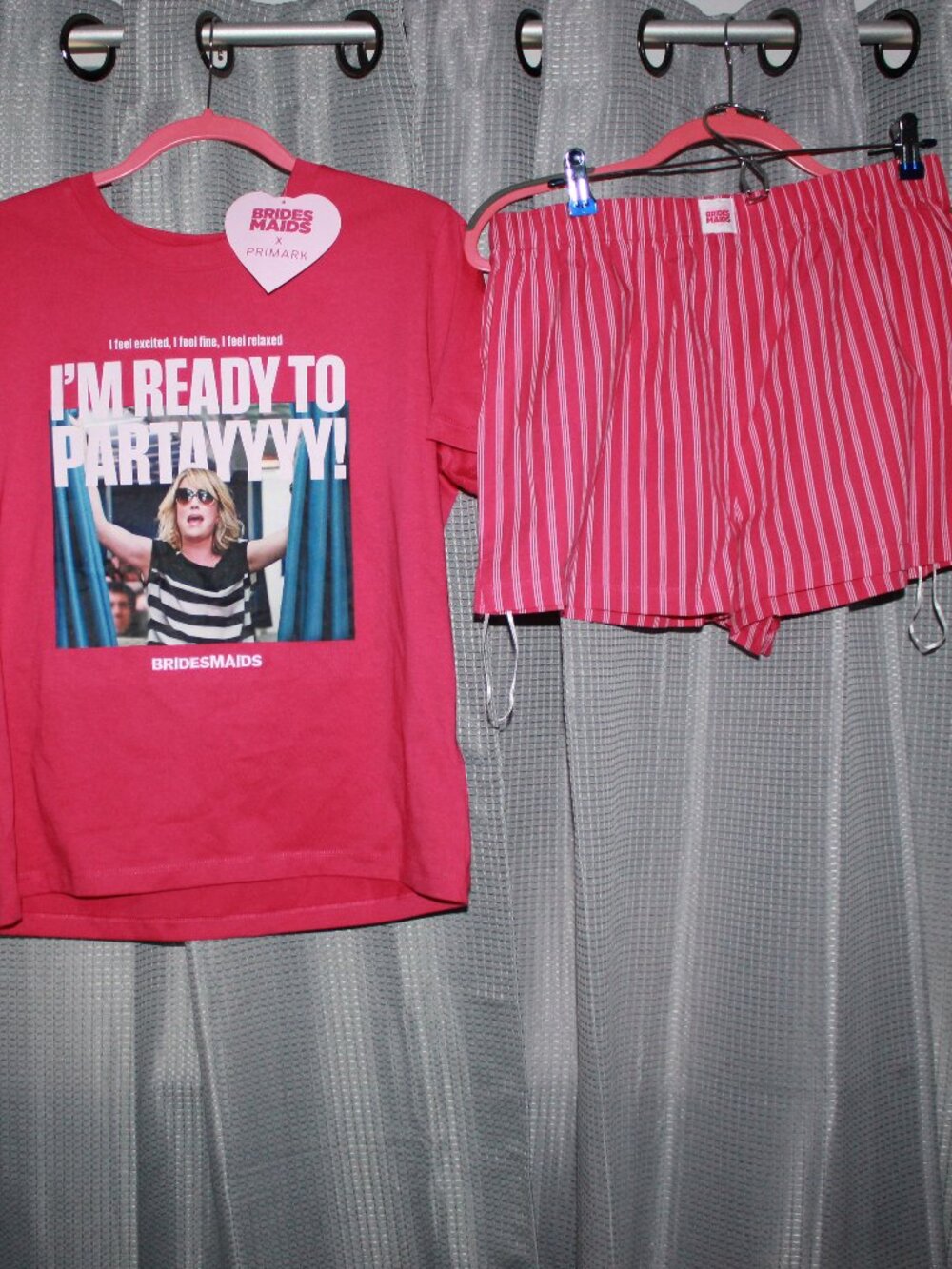 Primark Bridesmaids 2 Piece Pink Pajama Short Sleeve & Shorts Set Size Medium